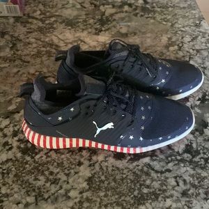 PUMA Limited Edition - IGNITE PWRADAPT Caged Star Spangled Golf Shoes - Peacoat